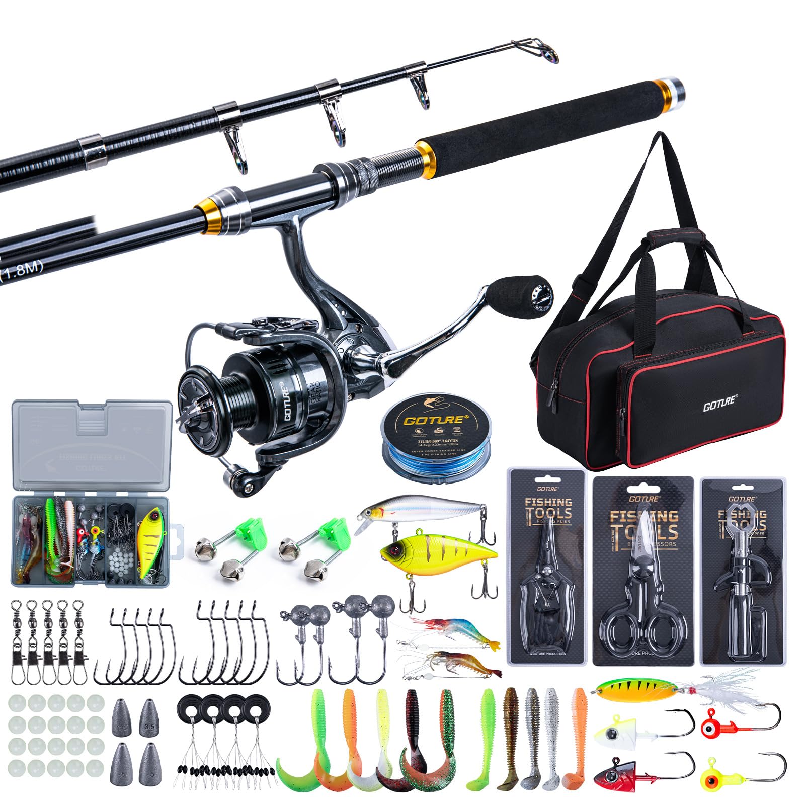 Fishing Rod Spinning - Goture canne à pêche télescopique et